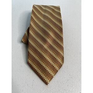 Aurelio Valentino Bronze/Gold Geometric Pattern Handmade Tie NWOT